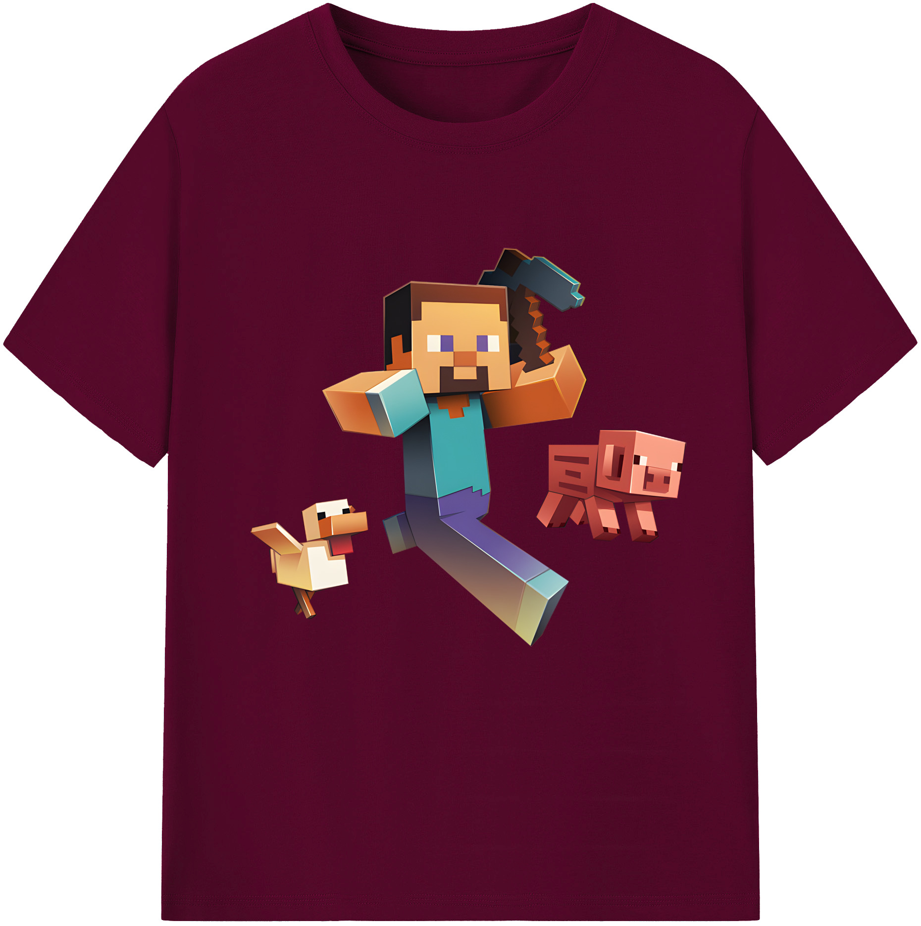 （画像用） マインクラフト ブロックの世界 Minecraft MC Block world レディースカジュアルプリントTシャツ（綿100％）